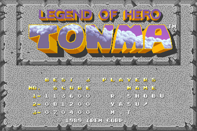 Legend of Hero Tonma - Screenshot - High Scores Image