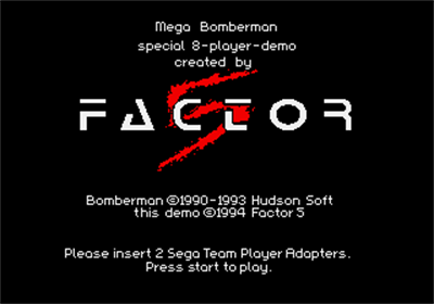 Mega Bomberman: Special 8-Player-Demo - Screenshot - Game Title Image