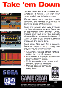 Streets of Rage - Box - Back Image