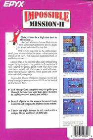 Impossible Mission II - Box - Back Image
