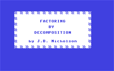 Factoring by Decomposition - Screenshot - Game Title Image