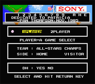 Hard Ball - Screenshot - Game Select Image