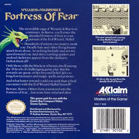 Wizards & Warriors X: Fortress of Fear - Box - Back Image