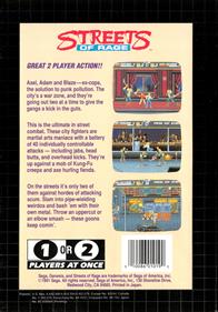 Streets of Rage - Box - Back Image