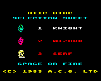 Atic Atac - Screenshot - Game Select Image
