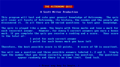 The Astronomy Quiz - Screenshot - Game Title Image