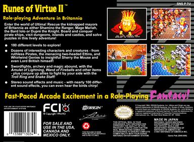 Ultima: Runes of Virtue II - Box - Back Image