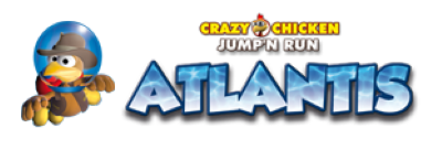 Crazy Chicken: Jump'n Run: Atlantis Quest - Clear Logo Image