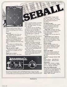 Atari Baseball - Advertisement Flyer - Back Image