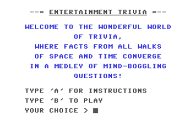 The Game of Trivia: Entertainment Trivia - Screenshot - Game Title Image