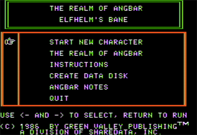 The Realm of Angbar: Elfhelm's Bane - Screenshot - Game Select Image