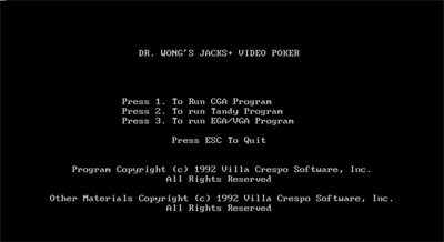 Dr. Wong's Jacks+ Video Poker - Screenshot - Game Title Image