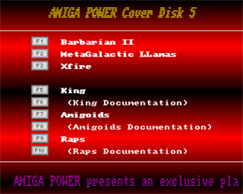 Amiga Power #5 - Screenshot - Game Select Image