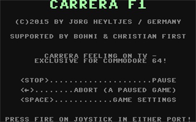 Carrera F1 - Screenshot - Game Title Image