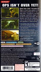 Metal Gear Solid: Portable Ops Plus - Box - Back Image
