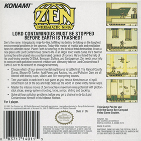 Zen: Intergalactic Ninja - Box - Back Image