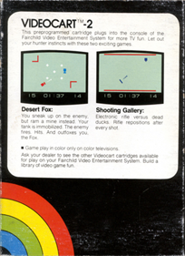 Videocart-2: Desert Fox & Shooting Gallery - Box - Back Image