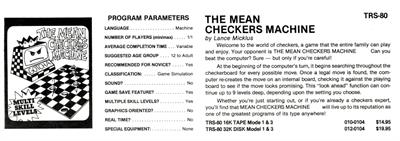 The Mean Checkers Machine - Advertisement Flyer - Front Image