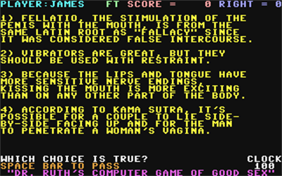 Dr. Ruth's Computer Game of Good Sex - Screenshot - Gameplay Image