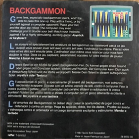 Backgammon (Sony) - Box - Back Image