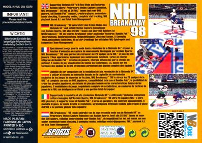 NHL Breakaway 98 - Box - Back Image
