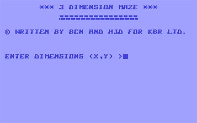 3 Dimension Maze - Screenshot - Game Title Image