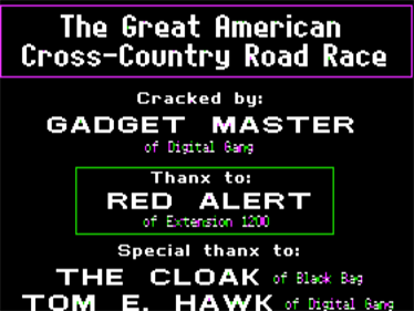 The Great American Cross-Country Road Race - Screenshot - Game Title Image