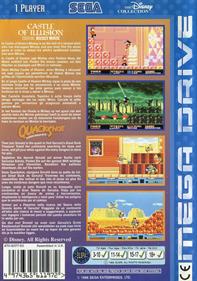 The Disney Collection: Quackshot Starring Donald Duck + Castle of Illusion Starring Mickey Mouse - Box - Back Image