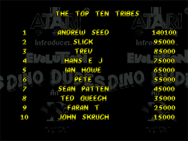 Evolution: Dino Dudes - Screenshot - High Scores Image