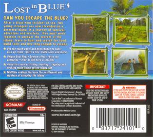 Lost in Blue - Box - Back Image