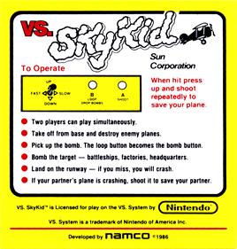 Vs. SkyKid - Arcade - Controls Information Image