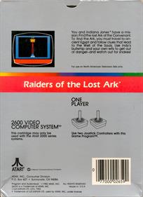 Raiders of the Lost Ark - Box - Back Image