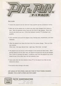 Pit & Run: F-1 Race - Advertisement Flyer - Back Image