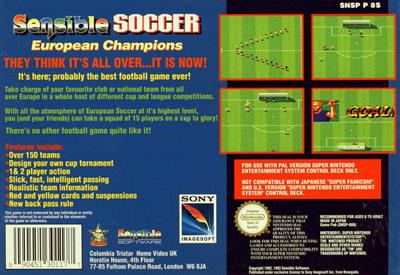 Sensible Soccer: European Champions - Box - Back Image