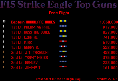 F-15 Strike Eagle - Screenshot - High Scores Image
