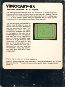 Videocart-24: Pro Football - Box - Back Image