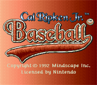 Cal Ripken Jr. Baseball - Screenshot - Game Title Image
