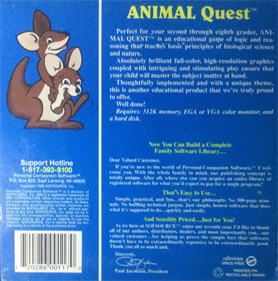 Animal Quest - Box - Back Image