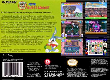 Tiny Toon Adventures: Buster Busts Loose! - Box - Back Image