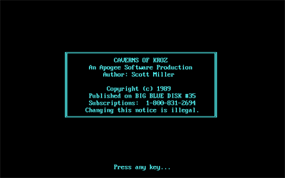 Caverns of Kroz - Screenshot - Game Title Image