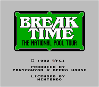 Break Time: The National Pool Tour - Screenshot - Game Title Image