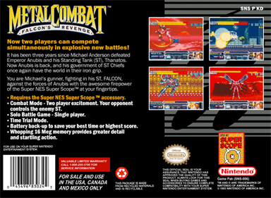 Metal Combat: Falcon's Revenge - Box - Back Image