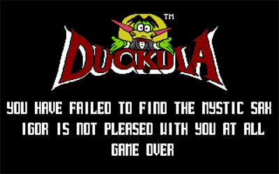 Count Duckula in No Sax Please: We're Egyptian - Screenshot - Game Over Image