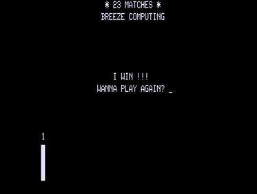 23 Matches (Breeze Computing) - Screenshot - Game Over Image