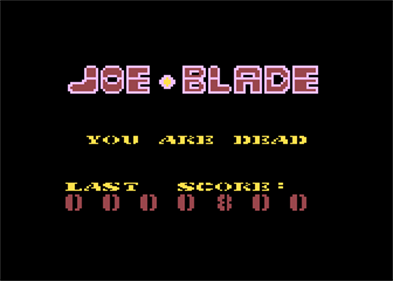 Joe Blade - Screenshot - Game Over Image