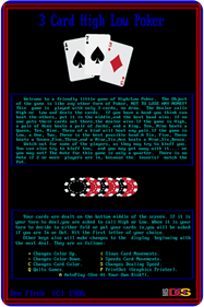 3 Card High Low Poker - Box - Back Image