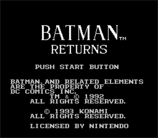 Batman Returns - Screenshot - Game Title Image