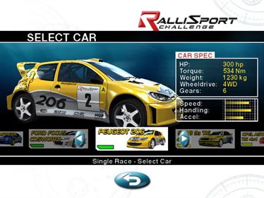 RalliSport Challenge - Screenshot - Game Select Image