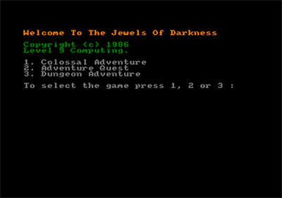 Jewels of Darkness - Screenshot - Game Title Image