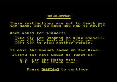 Backgammon (Cascade Games) - Screenshot - Game Select Image